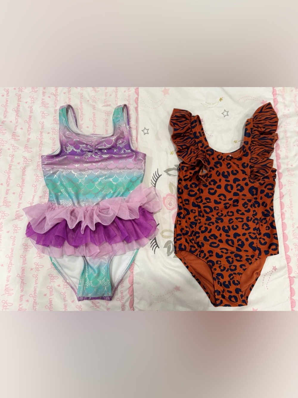 4T, Cat & Jack Mermaid Tutu Ruffle and Cheetah Ruffle Swimsuits (2 Items)